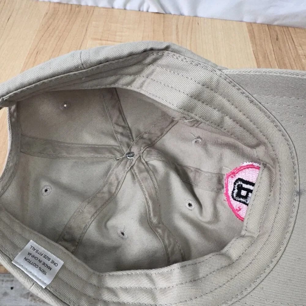 The Pink Grad Breast Cancer Support Podcast Hat Tan Khaki Adjustable Strapback